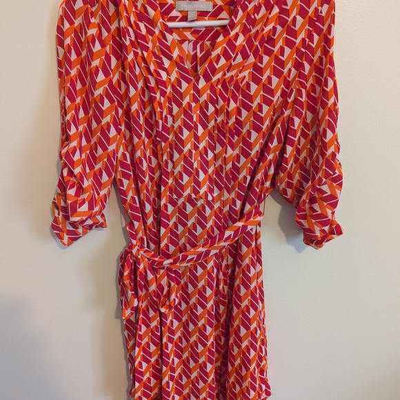 Banana Republic Dresses & Skirts - EUC Banana Republic Womens Small 4 Petite Geometric Pink orange Shirt Dress